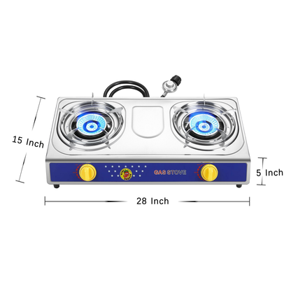 Propane Camping Stove Single & Double Burner, Stainless Steel Gas Cooker with Auto Ignition for Outdoor Cooking