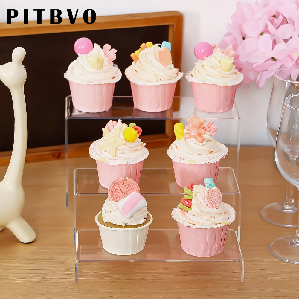 Acrylic Display Risers Clear Transparent Stands for Funko Pop Figures, Cupcakes, Jewelry, Perfume Bottles