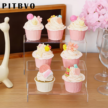 Acrylic Display Risers Clear Transparent Stands for Funko Pop Figures, Cupcakes, Jewelry, Perfume Bottles