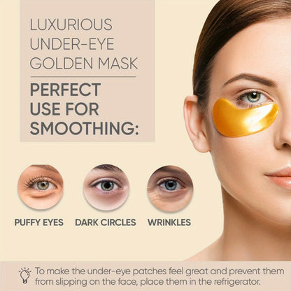 24K Gold Eye Patches 25 Pairs Collagen Under Eye Mask with Glycerin Eye Pads for Dark Circles Puffiness Eye for Home or Salon Spa Use