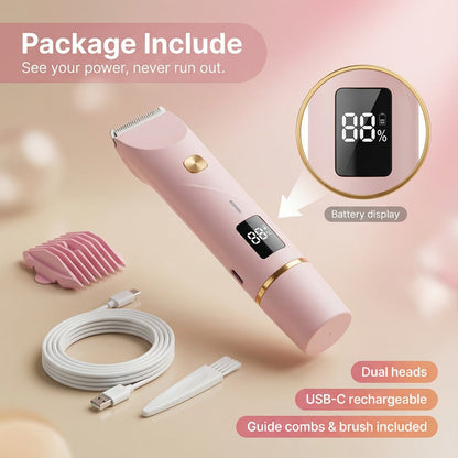 Electric Shaver & Bikini Trimmer for Women Dual Head USB Rechargeable – Multipurpose Face Body Hair Removal for Arms Legs Underarm