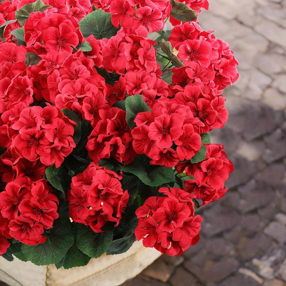 Artificial Flowers 13.77-Inch Geranium, Rose, Marigold or Hydrangea Styles in 8 and 16-Piece Options