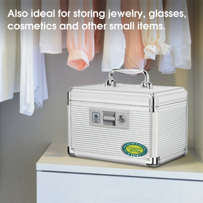 Aluminum Alloy Lockable Medicine Box – Double Layer Large Capacity Storage Box with Key Lock, Handle & Tray for Medicines