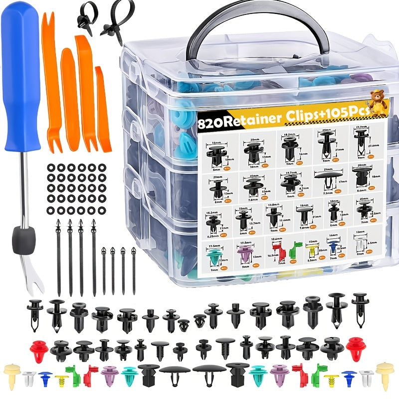 Car Retainer Clips Push Fasteners Kit Bumper Plastic Rivets Assortment for Auto Interior Exterior Trim Panel Body Clips – 113 to 928 Pcs