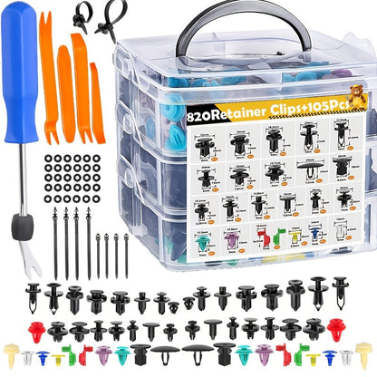 Car Retainer Clips Push Fasteners Kit Bumper Plastic Rivets Assortment for Auto Interior Exterior Trim Panel Body Clips – 113 to 928 Pcs
