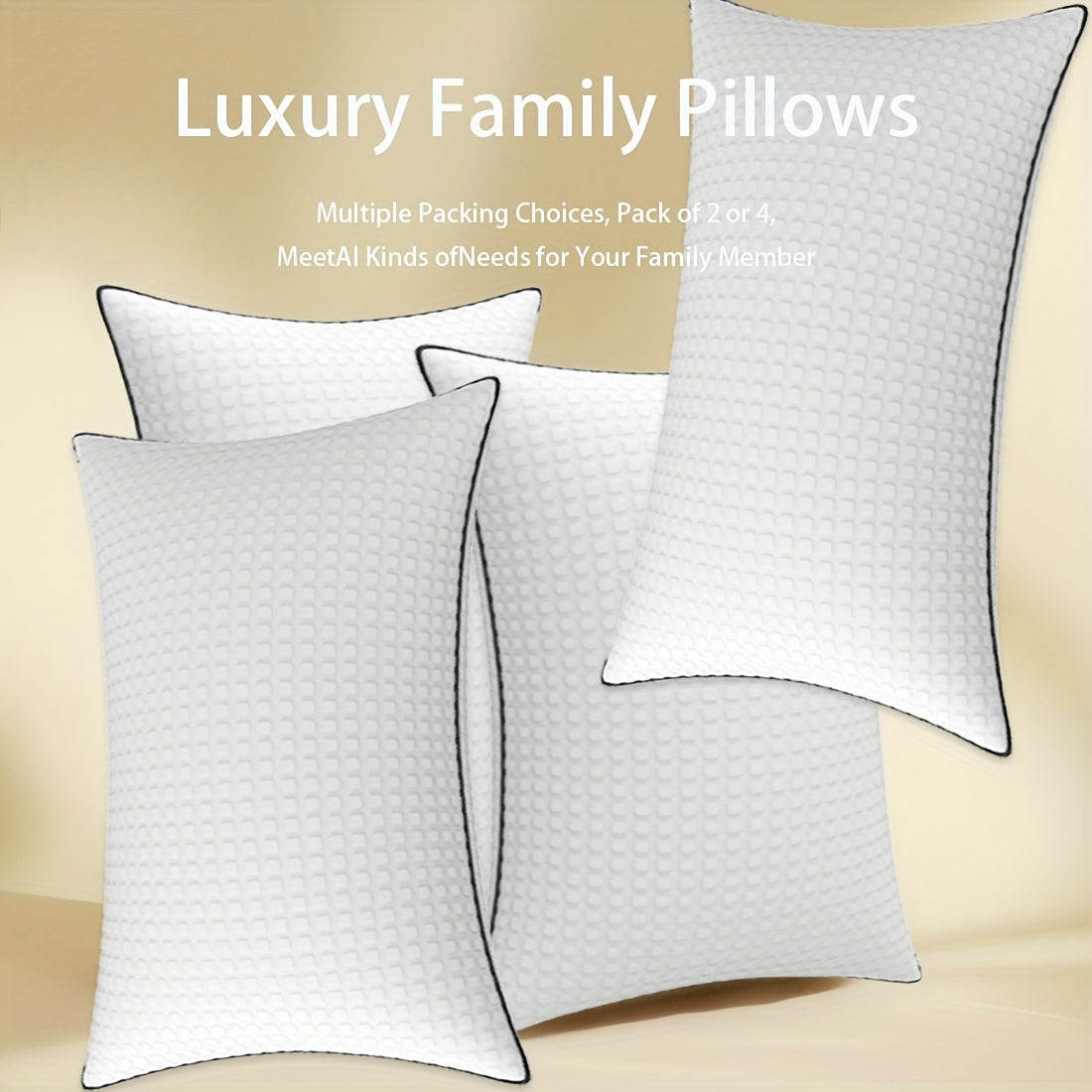 White Bed Pillow Multipack in Standard, Queen or King Sizes with 2- or 4-Piece Checkout Options