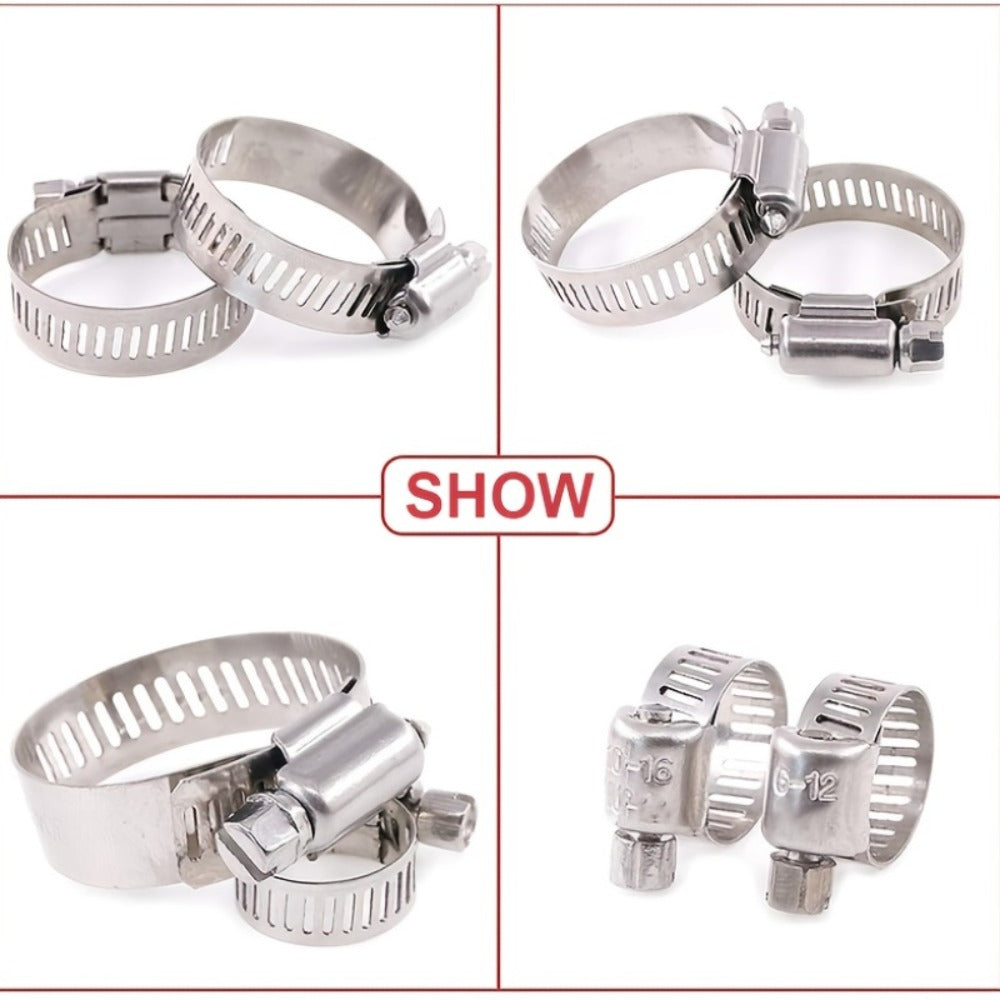 Stainless Steel Hose Clamps 100-Pack Assortment Kit – Multiple Universal Sizes Adjustable Hose, for Home Plumbing Maintenance and Repair