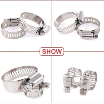 Stainless Steel Hose Clamps 100-Pack Assortment Kit – Multiple Universal Sizes Adjustable Hose, for Home Plumbing Maintenance and Repair