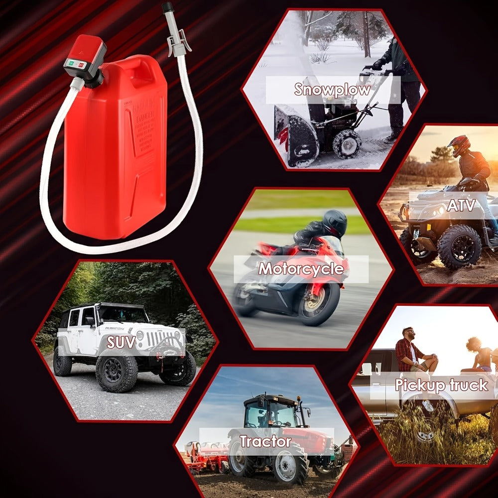 Automatic Fuel Transfer Pump with Auto-Stop – 3.2 GPM, 51" Extra Long Hose, Battery & USB Powered | Portable Gas Can Pump for Gasoline