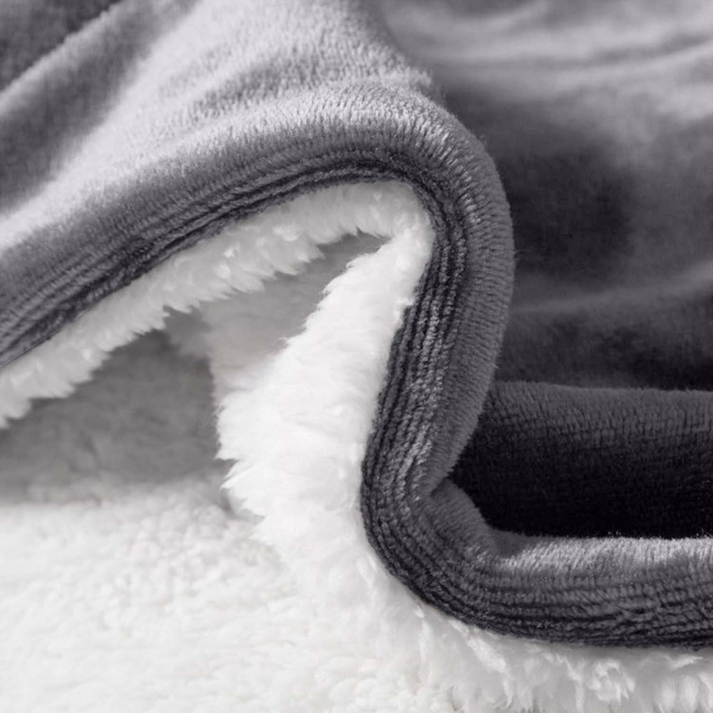 480GSM Sherpa Fleece Blanket, Double-Sided Heavy Throw for Couch, Bed & Travel, Reversible All Season
