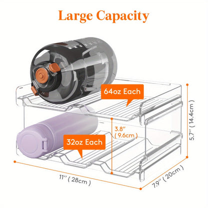 Water Bottle Rack Kitchen Organizer Stackable Plastic Holder with 5, 6, 8, 9, 11 or 12-Bottle Options