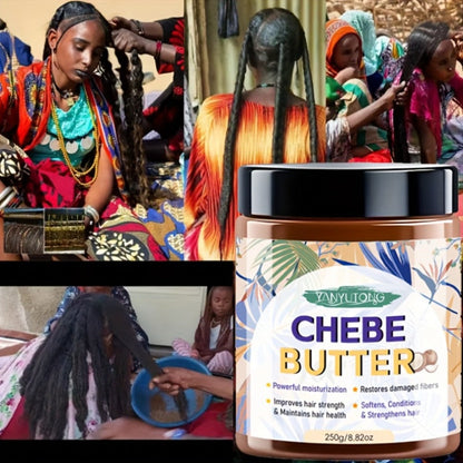 250g Chebe Butter Hair Mask in Clear Jar with African Shea, Castor and Batana Oils Named on Label