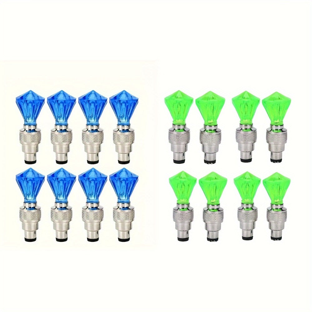 LED Tire Valve Stem Light Sets in 4-, 8- or 16-Piece Blue, Green, Red, Mixed and Skull-Top Configurations