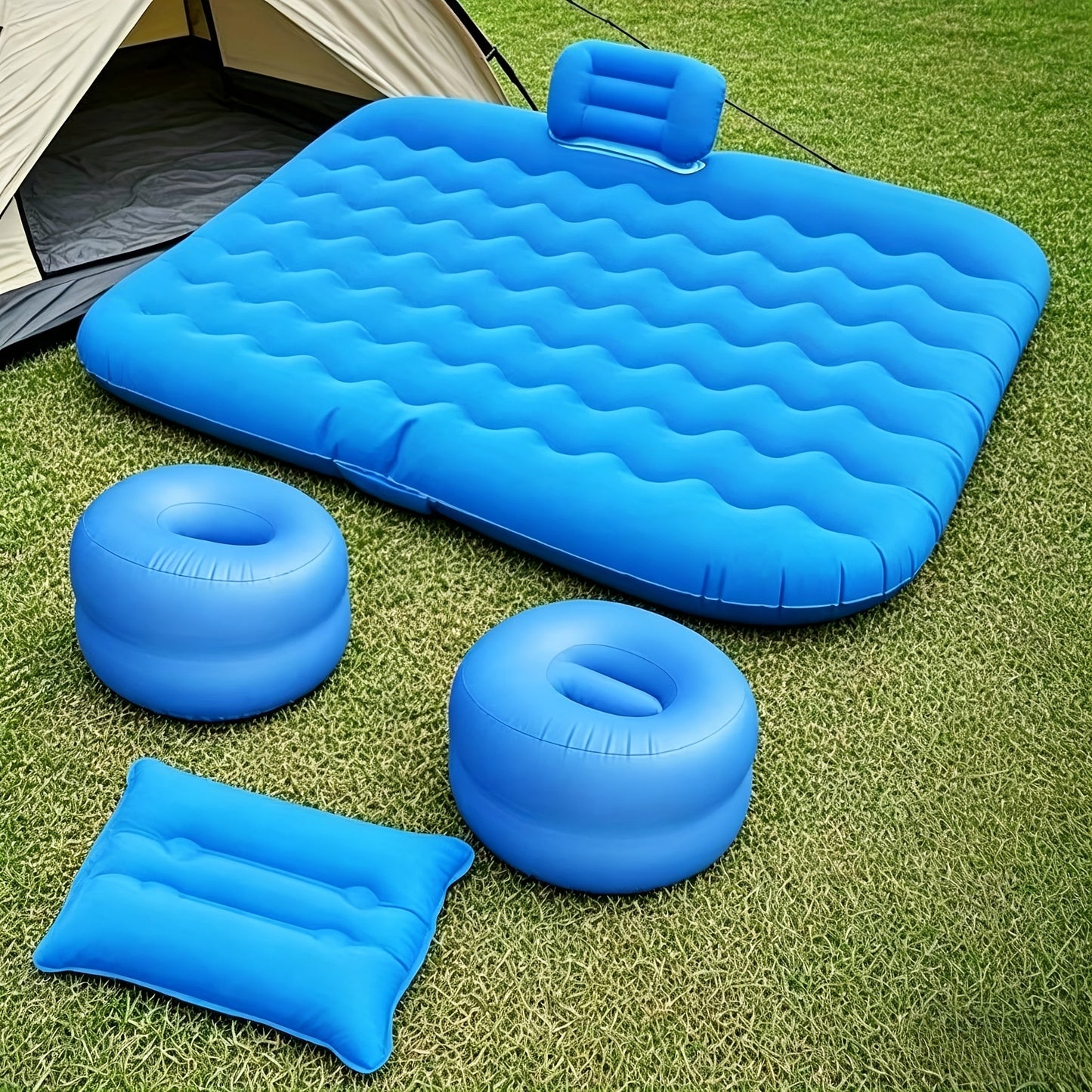 SUV Air Mattress Inflatable Car Bed Portable Camping Mattress Universal Flocked Blow Up Bed for SUV Trunk Back Seat with Storage Bag Repair