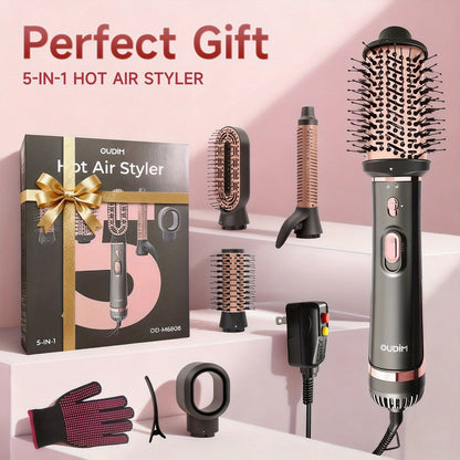 Negative Ion Hair Dryer Brush 4-in-1 Hot Air Styler, Curl, Straighten, Scalp Massage & Blow Dry, Adjustable Heat & Wind Speed