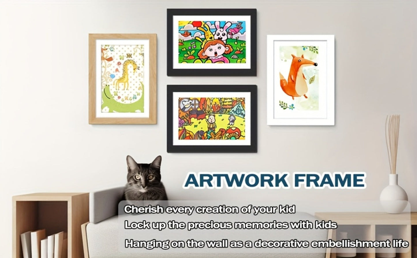 Kids Art Frame Changeable Front-Opening Display, Children Artwork Picture Frame for 8.5x11 & 10x12.5 Drawings