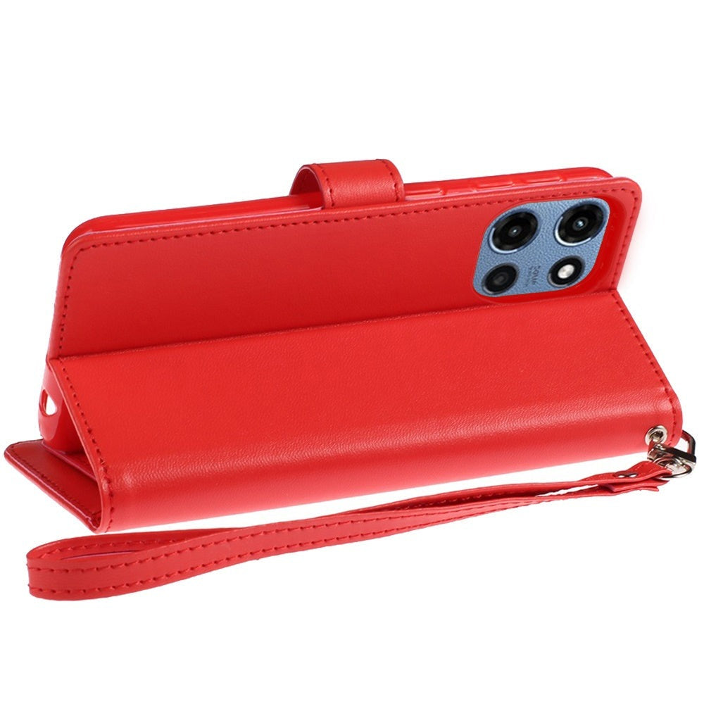 Moto G 5G 2025 Wallet Case PU Leather Folio with 5 Card Slots Cash Pocket Magnetic Closure Kickstand for Motorola Moto G 5G 2025