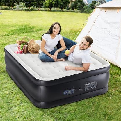 Inflatable Air Mattress with Built-In Pump – Double Height Adjustable, Non-Slip Bottom, Low Noise, 660 Lbs Capacity