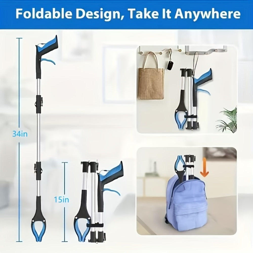 Reacher Grabber Tool Foldable with Magnetic Tip – Long Reach Pickup Helper for Seniors, Lightweight Picker Upper for Home, Kitchen, Garden