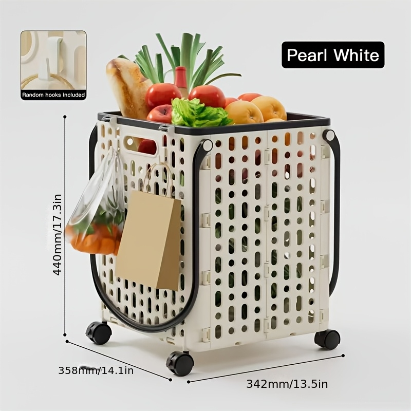 Foldable Shopping Cart with Wheels and Handle Large Capacity Portable Trolley for Grocery Camping Travel Laundry Beach Outdoor Home