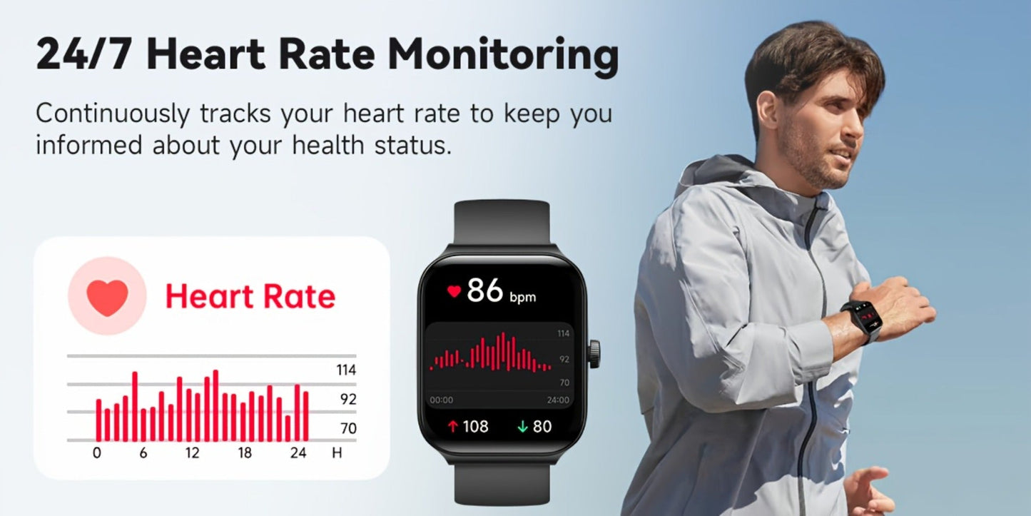 Smartwatch with Alexa Built-in FAWEIO 1.95" Large Display, Wireless Calling, 100+ Sport Modes, Pedometer Heart Rate Sleep Blood