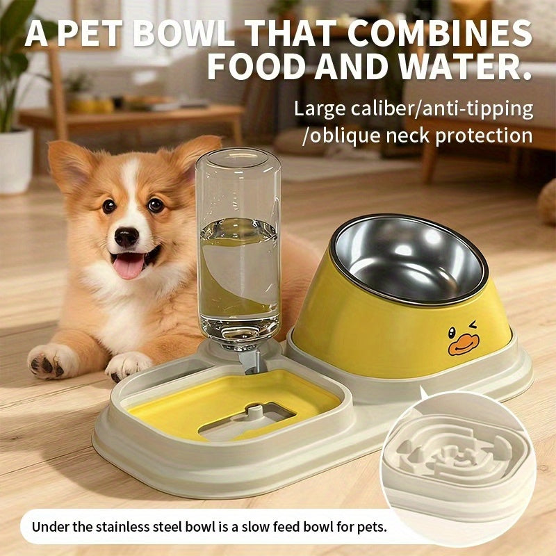 Slow Feeder Bowl 2-in-1 with Stainless Steel Insert – Large Capacity Double Pet Feeding Bowl for Cats & Dogs, Prevents Bloat & Choking