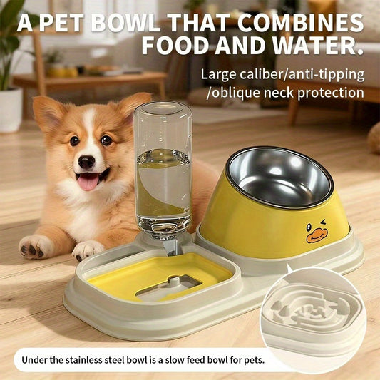 Slow Feeder Bowl 2-in-1 with Stainless Steel Insert – Large Capacity Double Pet Feeding Bowl for Cats & Dogs, Prevents Bloat & Choking