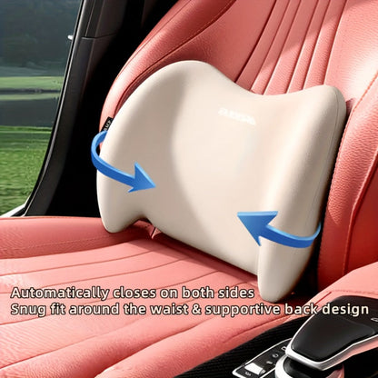 Car Headrest and Lumbar Cushion Set with Sponge Fill, Attachment Straps and Six Color Options for One Seat