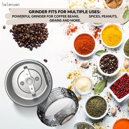 200W-Labeled Electric Coffee Grinder with Press-Lid Control, Two-Leaf Blade and Three Housing Options