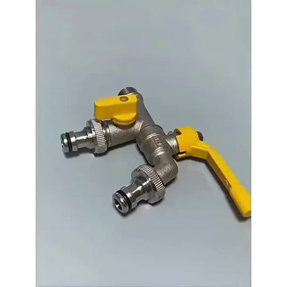 Garden Hose Faucet Dual Outlet Stainless | Outdoor Spigot Sprinkler