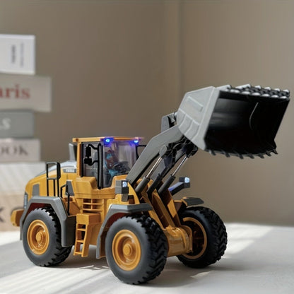 Remote Control Excavator Loader Dump Truck Toy for Kids 2.4GHz Alloy RC Construction Vehicle with Light & Sound