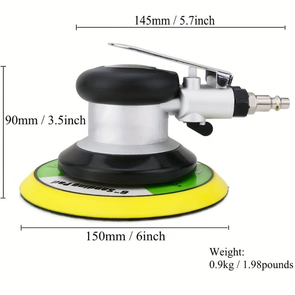 Pneumatic Random Orbit Sander 5-Inch & 6-Inch 12000RPM Dual Action Air Palm Sander for Car Paint Care Rust Removal Polishing Waxing