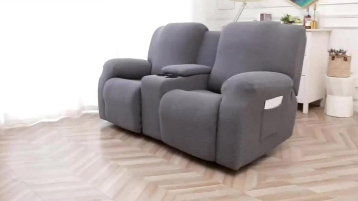 Recliner Slipcover, One-Piece Hooked Chenille Stretch Cover for Three-Seat Sofa in Three Colors