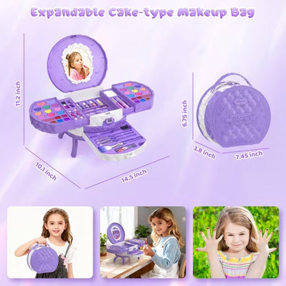 Kids Makeup Kit for Girls, Safe Princess Dress Up Play Set with Real Cosmetics, Purple, Birthday Christmas Gift for Girls Ages 3+