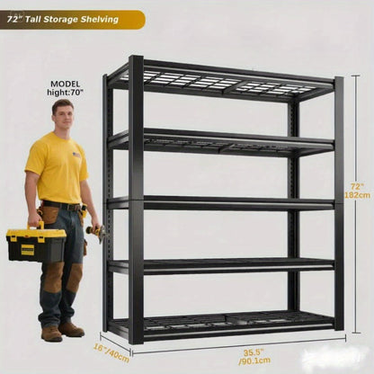 Garage Storage Shelves Adjustable Metal Shelving 72", Upgrade Double Layer Column Commercial Grade Utility Rack