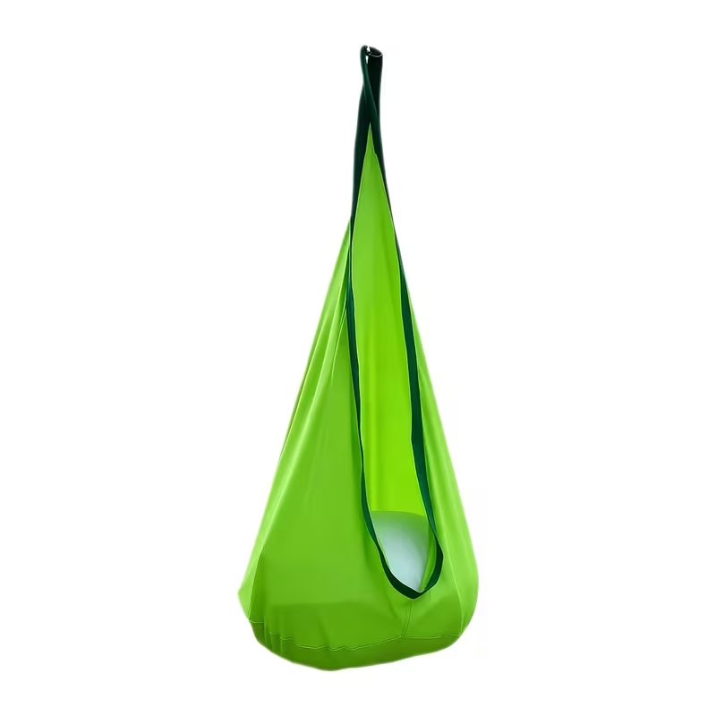Nylon Hanging Hammock Chair with Inflatable Pillow, Storage Pocket and Four Colors for Indoor or Patio Use