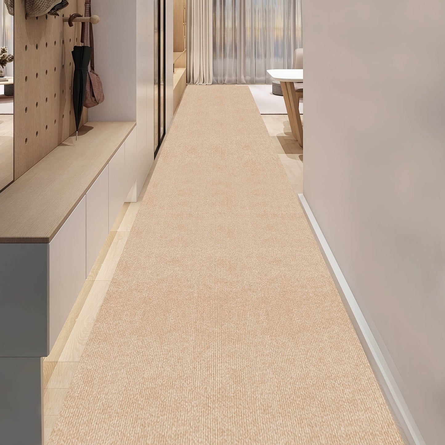 Solid-Color Hallway Runner in Five Neutral Shades with 60 cm Width and Four Listed Lengths