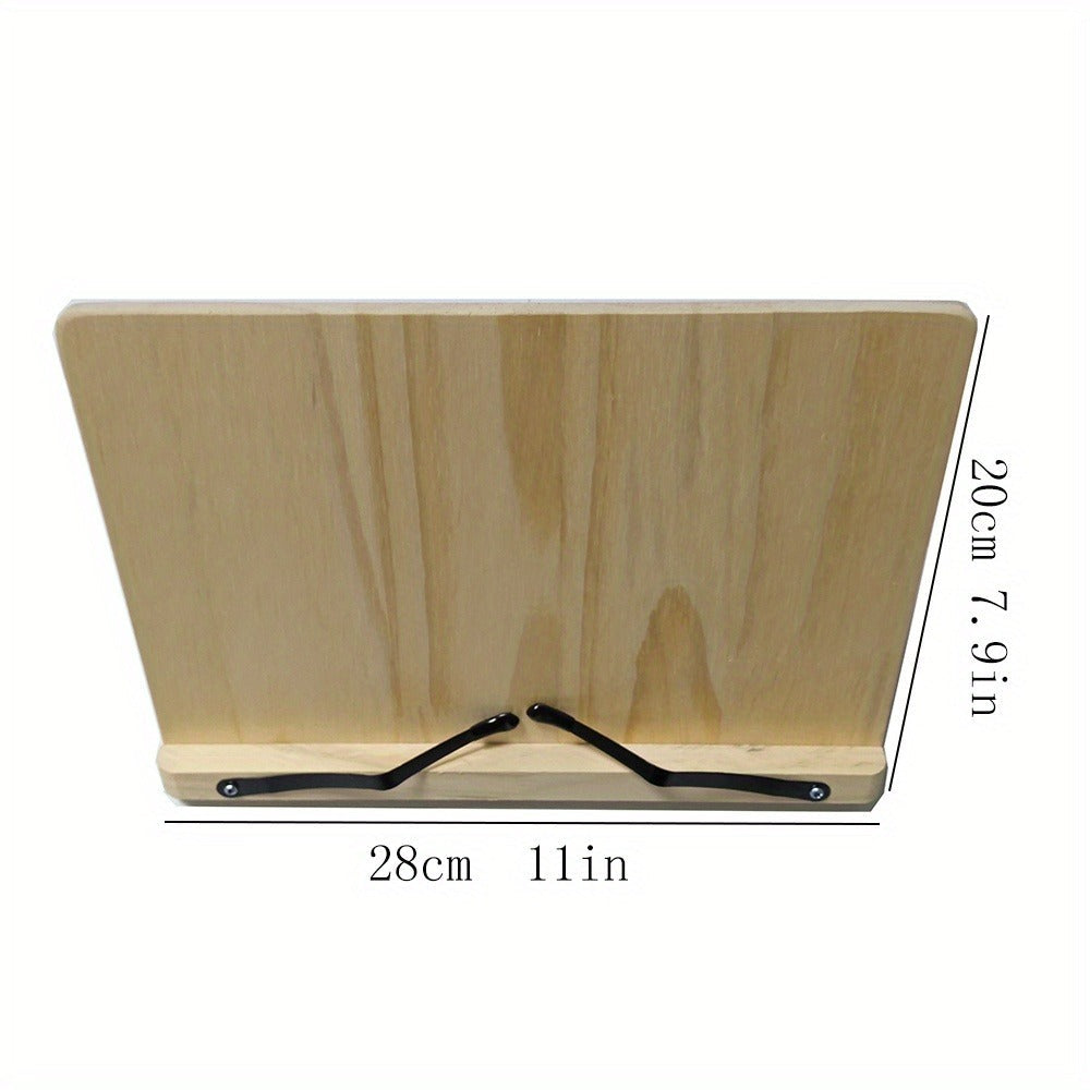 Bamboo Book Stand Adjustable Foldable Portable Reading Stand with Page Clips for Cookbook Tablet E-Reader Textbook Sheet Music Desk Holder