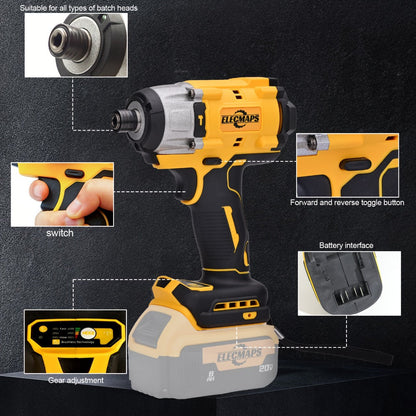 Cordless Power Tool Combo Kit for Dewalt 20V Battery - Impact Wrench 1500Nm, Brushless Drill & Screwdriver Set for Home & Construction