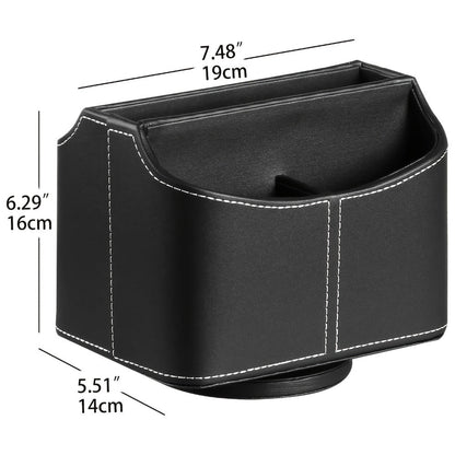 Rotating Faux Leather Remote Control Caddy with Five Compartments, Six Color or Pattern Options and 7.5-Inch Width