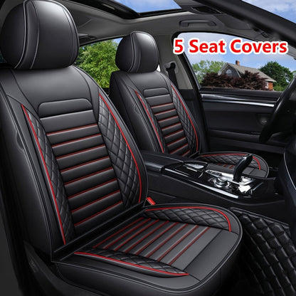 Car Seat Covers 5-Seat PU Leather Set with Front Storage Pocket, Armrest Piece and Eight Colors