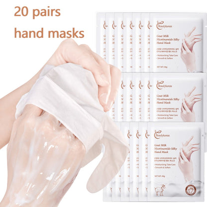 Moisturizing Hand Mask Gloves 20 Pairs with Niacinamide, Goat Milk & Glycerin | Brightening Deep Hydration Spa Treatment for Dry Rough