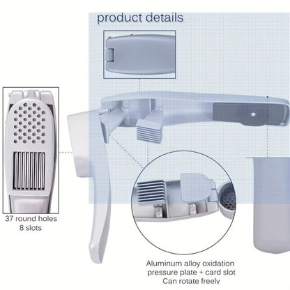 Garlic Press 2-in-1 Garlic Mincer and Slicer Stainless Steel Manual Garlic Crusher Presser for Fine Mince Puree Kitchen Tool for Home