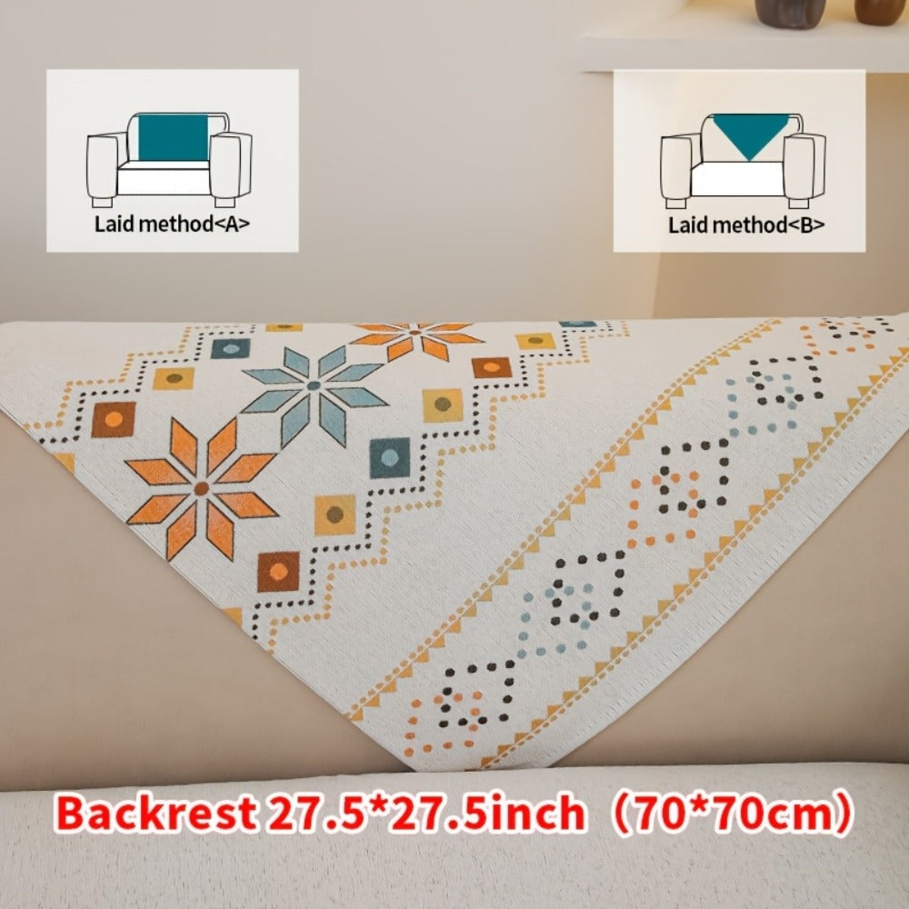 Sofa Cover Bohemian Chenille Jacquard Knit Sections for Seat, Armrest or Backrest with Model-Specific Size and Color Options