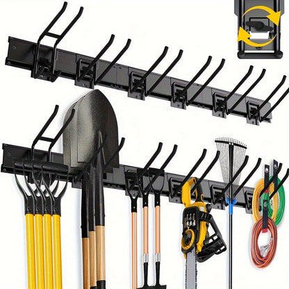 Garage Tool Organizer Wall Mount 48", Pegboard with Adjustable Swivel Hooks, 1 Double Hook & 5 Straight Hooks