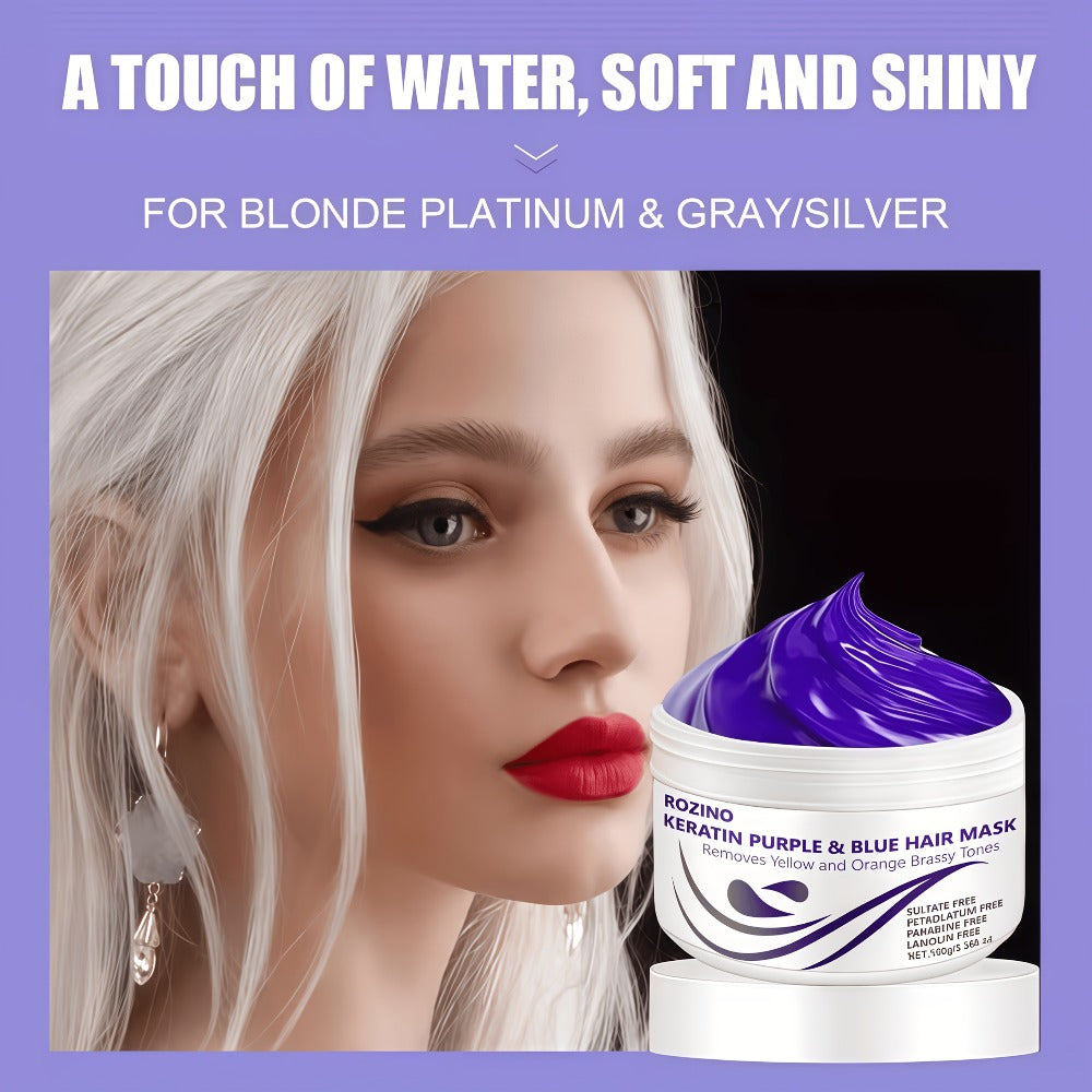Purple Hair Mask Toner 2-Pack 3.53oz Removes Brassiness Yellow Tones Moisture, Violet Keratin Rosemary