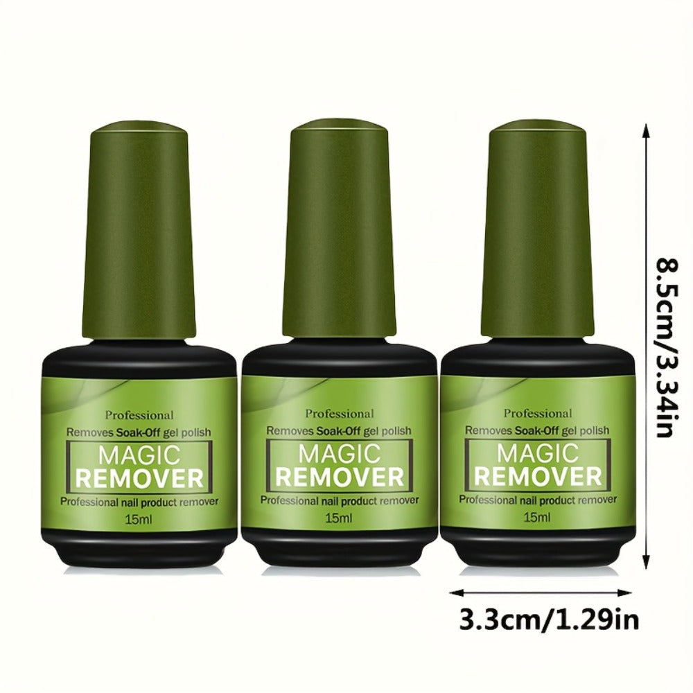 Gel Nail Polish Remover 3pcs Set – Soak Off Gel Nails, Nail Glue & Acrylic Nails in 2-3 Minutes | Fast Gentle Formula for Home DIY & Salon