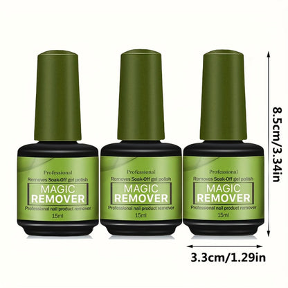 Gel Nail Polish Remover 3pcs Set – Soak Off Gel Nails, Nail Glue & Acrylic Nails in 2-3 Minutes | Fast Gentle Formula for Home DIY & Salon