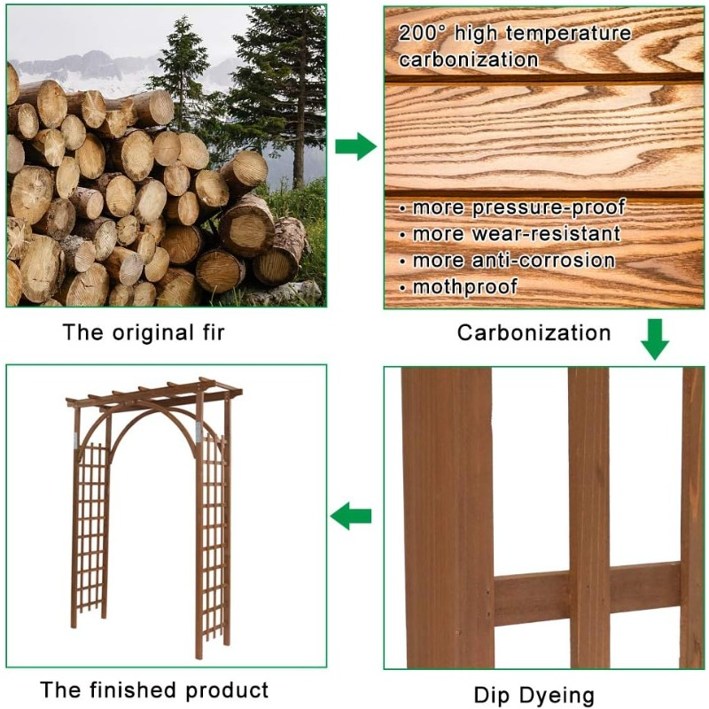 Teak Wood Pergola Arbor 85" Wedding Arch Garden Climbing Trellis for Garden, Patio and Yard Use