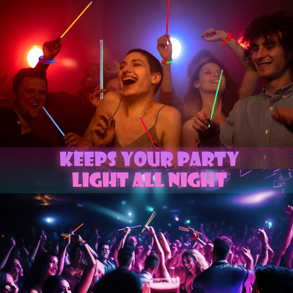 Glow Sticks Bulk 300 Pack 8 Inch Glow in the Dark Party Favors with Bracelet Connectors for Parties, Celebrations and Guest Favors